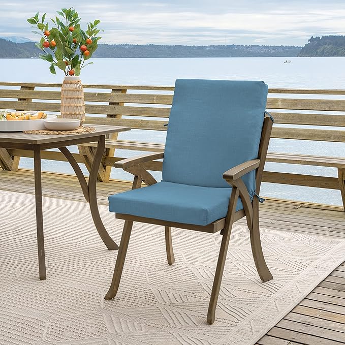 Arden Outdoor Dining Chair Cushion, 2 Pack, 20 x 20, Rain-Proof, Fade Resistant, French Blue Texture
