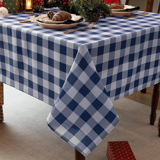 Classic Gingham Plaid Tablecloth Fabric by Essifunia
