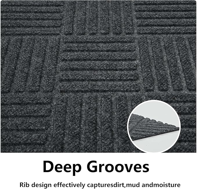 jxgzyy Commercial Hallway Runner Rugs 2'11" x 9'10", Non-Slip Indoor Outdoor Doormat, Heavy Duty Floor Mat for Entrance, Porch, Patio, Garage, High Traffic Area, Dark Grey