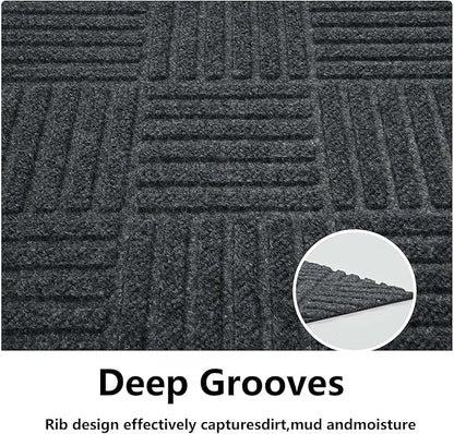 jxgzyy Commercial Hallway Runner Rugs 2'11" x 9'10", Non-Slip Indoor Outdoor Doormat, Heavy Duty Floor Mat for Entrance, Porch, Patio, Garage, High Traffic Area, Dark Grey