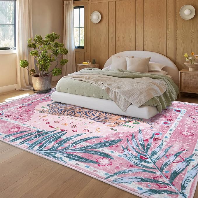 6x9 FT Leopard Rug for Living Room Light Pink Leopard Vintage Animal Rug - Image 7