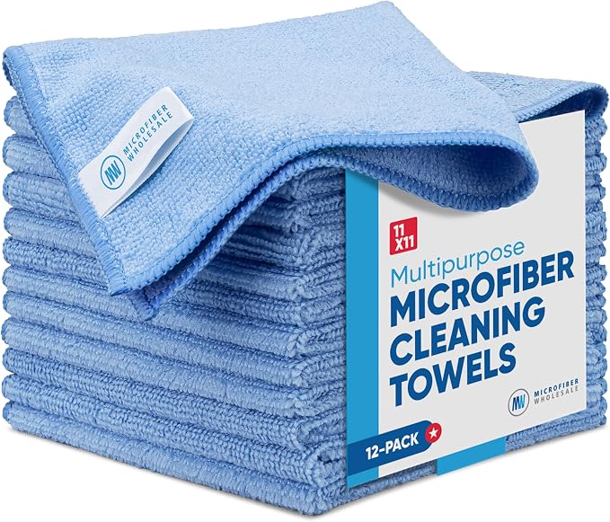Microfiber Wholesale Cleaning Cloths | 12 Pack | 11" x 11" Reusable Towels by MicrofiberWholesale