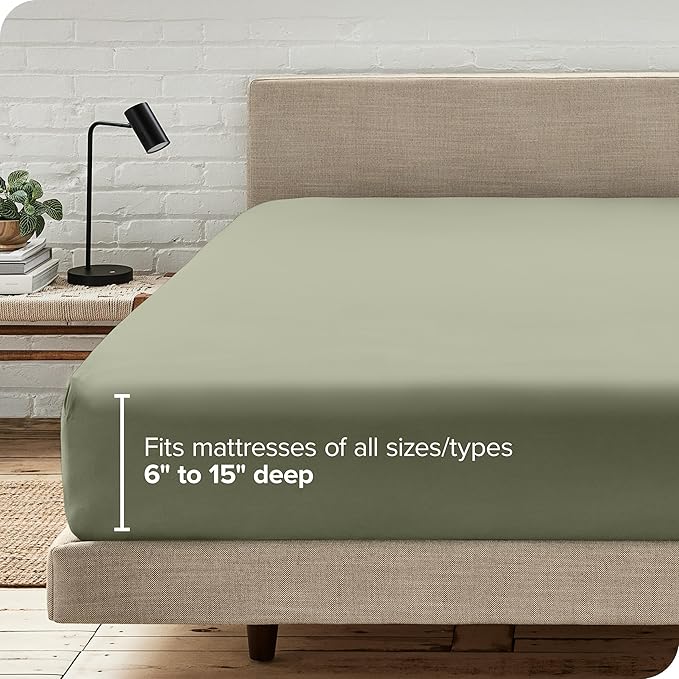 Bare Home Fitted Bottom Sheet King Size - Premium 1800 Microfiber - Ultra-Soft Hotel Luxury - Deep Pocket - Durable and Long Lasting (King, Sage)