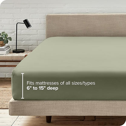 Bare Home Fitted Bottom Sheet King Size - Premium 1800 Microfiber - Ultra-Soft Hotel Luxury - Deep Pocket - Durable and Long Lasting (King, Sage)