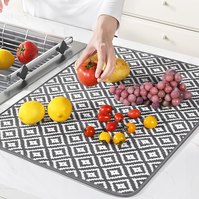 Subekyu 2 Pack Dish Drying Mat, 24*18 inch Ultra Absorbent Microfiber Dishes - Image 3