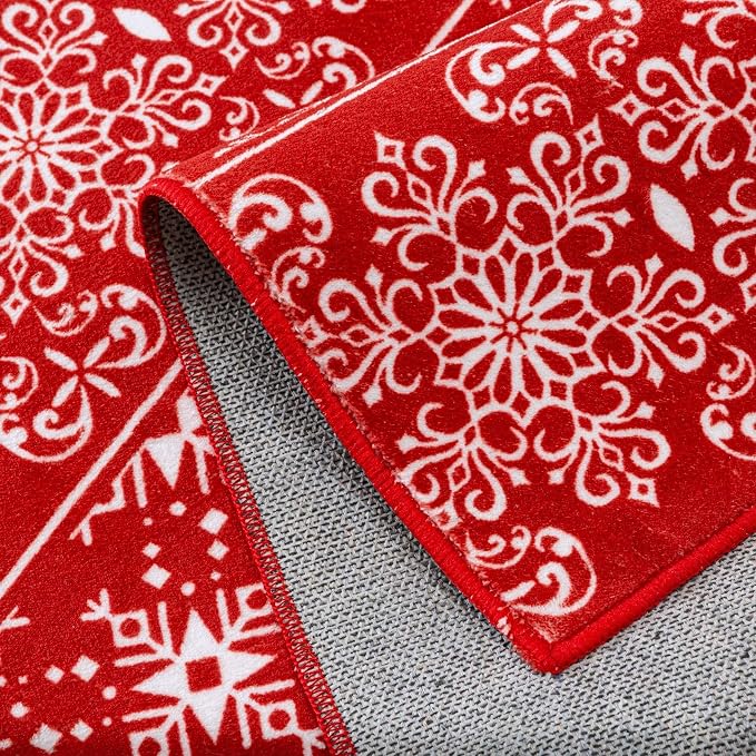 5x7 Area Rug Red Christmas Living Room Carpet Xmas Holiday Decor Bedroom Carpet - Image 8