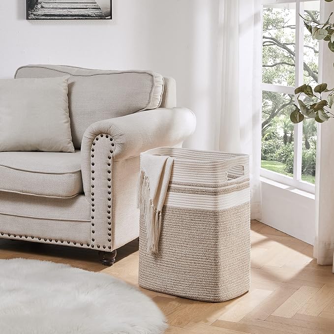 OIAHOMY Laundry Hamper-Laundry Basket, Tall Cotton Storage Basket - Image 2
