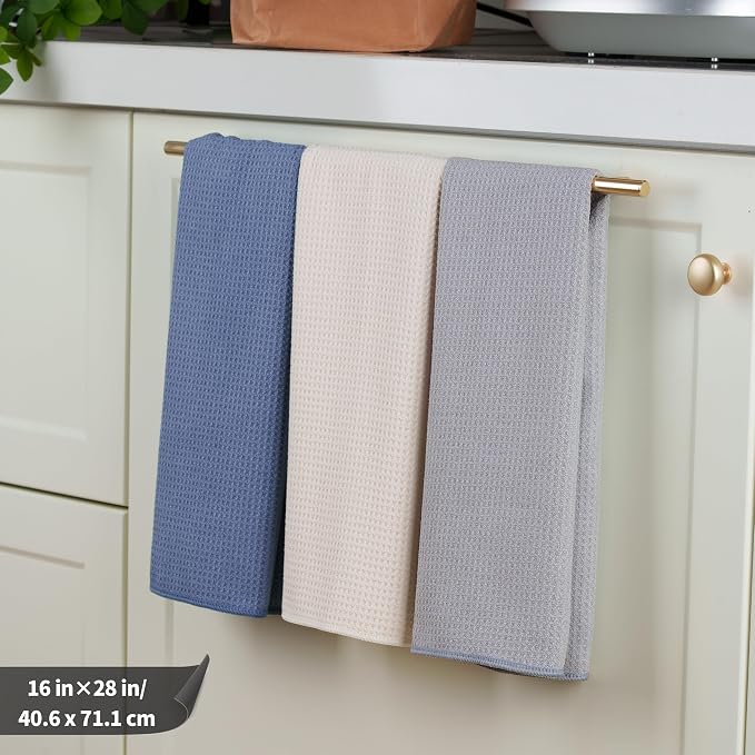 POLYTE Premium Microfiber Kitchen Dish Hand Towel Waffle Weave 12 Pack - Image 2