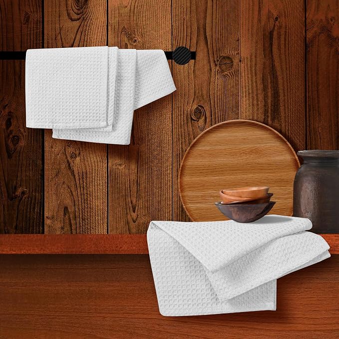 White Waffle Kitchen Towels, 16x26 Inches, 100% Cotton, Quick Drying, and - Image 5