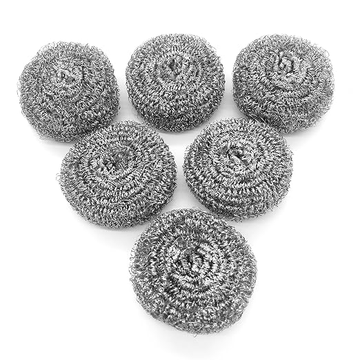 6 Pack Stainless Steel Wool Scrubber, Scrubbing Scouring Pad, Steel Wool by KTOJOY