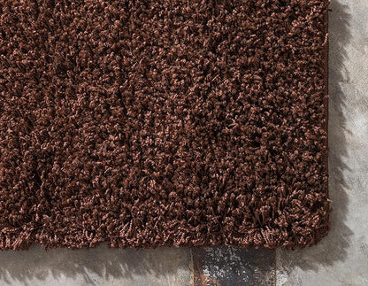 Unique Loom Solid Shag Collection Area Rug (2' 6" x 16' 5" Runner, Chocolate Brown)
