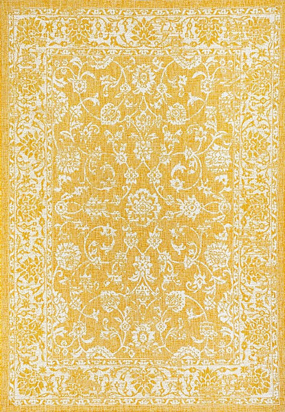 JONATHAN Y Weave Floral Indoor Outdoor Area Rug 4X6 Yellow/Cream, Tela Bohemian Textured for Backyard, Patio, Porch, Easy-Cleaning, High Traffic, Pet-Friendly, Non-Shedding (SMB100E-4)