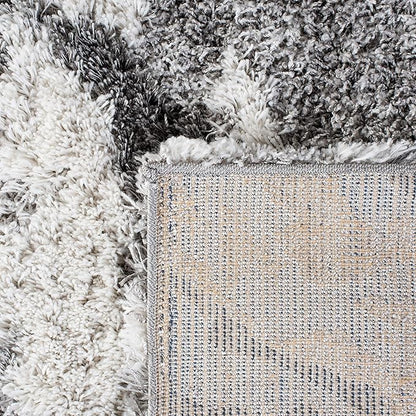 SAFAVIEH Horizon Shag Collection X-Large Area Rug - 11' x 15', Grey & Ivory, Abstract Design, Non-Shedding & Easy Care, 2-inch Thick Ideal for High Traffic Areas in Living Room, Bedroom (HZN890F)
