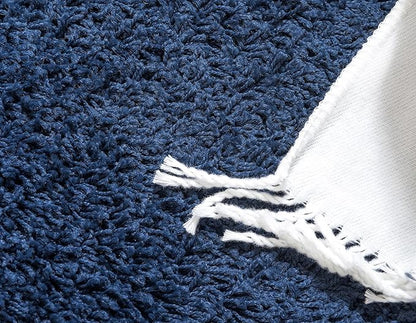 Unique Loom Solid Shag Collection Area Rug (2' 2" x 6' 5" Runner, Sapphire Blue/ Navy Blue)