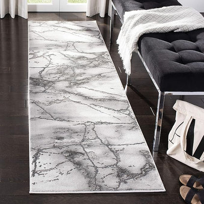 SAFAVIEH Craft Collection Runner Rug - 2'3" x 10', Grey & Silver, Modern Abstract Design, Non-Shedding & Easy Care, Ideal for High Traffic Areas in Living Room, Bedroom (CFT877G)