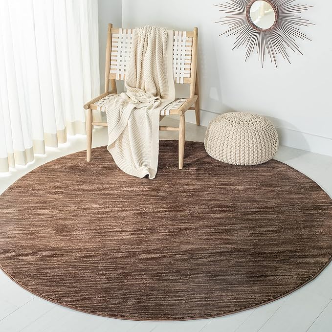 SAFAVIEH Vision Collection Area Rug - 8' Round, Brown, Modern Ombre Design, Non-Shedding & Easy to Clean, Ideal for Living Room, Bedroom, Dining Space (VSN606E)