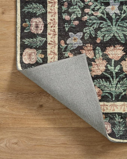 Loloi Rifle Paper Co. Eden Collection EDE-02 Mughal Garden Black 8'-6" x 11'-6" Area Rug feat. CloudPile™