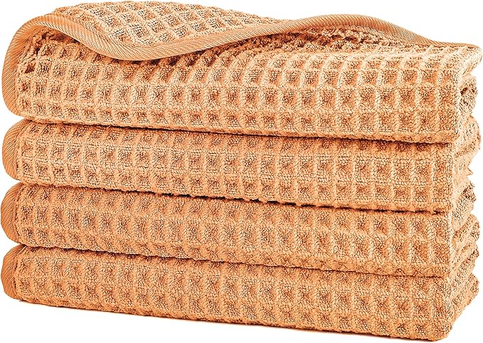 POLYTE 430 GSM Microfiber Lint Free Washcloth Face Towel, 13 x 13 in, 4 Pack by Polyte