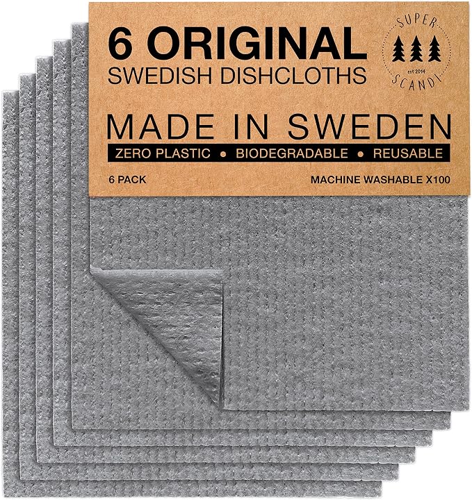 SUPERSCANDI 6 Pack Swedish Dishcloths by SUPERSCANDI
