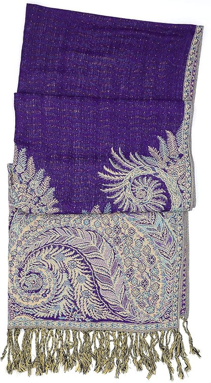 Achillea Big Paisley Pashmina Shawl Wrap for Women – Elegant Scarf for Weddings, Evening Dresses, Festivals & Daily Wear