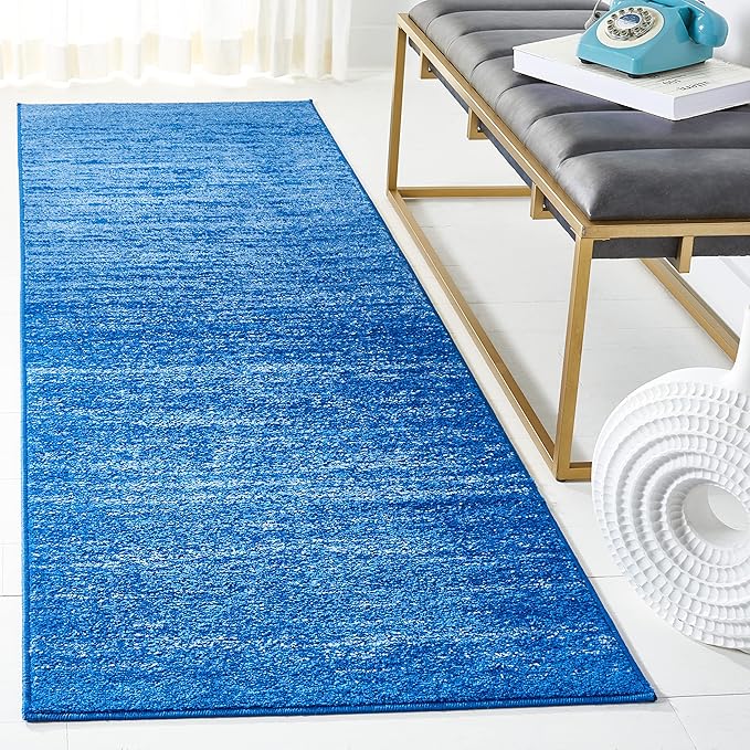 SAFAVIEH Adirondack Collection Runner Rug - 2'1" x 8', Light Blue & Dark Blue, Modern Ombre Design, Non Shedding & Easy to Clean, Ideal for Hallway, Foyer, Kitchen, Entryway, Bedroom (ADR113F)