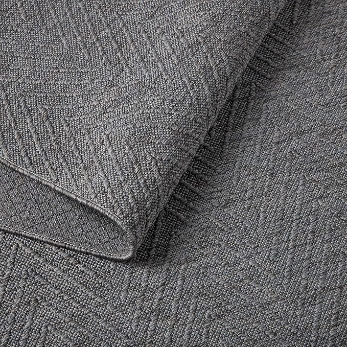 TOWN & COUNTRY BASICS Pax Herringbone Textured Solid Everwash® Washable Runner Area Rug, Low Pile, Non-Slip Backing, Easy Clean Pet & Family Friendly Rug, Dark Grey, 2'5"x10'2"