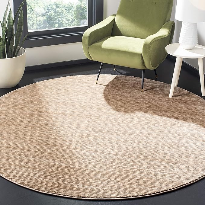 SAFAVIEH Vision Collection Area Rug - 11' Round, Light Brown, Modern Ombre Design, Non-Shedding & Easy to Clean, Ideal for Living Room, Bedroom, Dining Space (VSN606C)