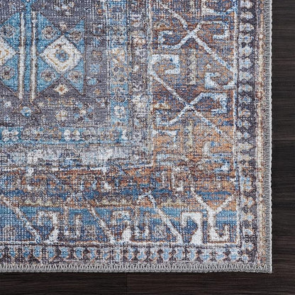 Bloom Rugs Washable 8' x 10' Rug - Slate Gray/Blue Traditional Area Rug for Living Room, Bedroom, Dining Room, and Kitchen - Exact Size: 8' x 10'