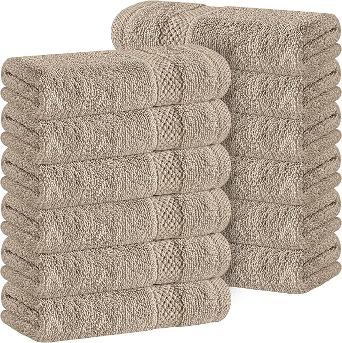White Classic Luxury Cotton Washcloths 13x13 Inch by WhiteClassic