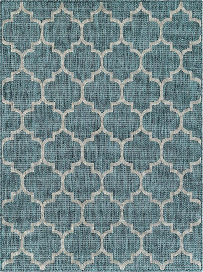 Unique Loom Outdoor Trellis Collection Area Rug (5' 3" x 7' 1" Rectangle Teal/Gray)