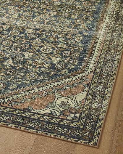 Loloi Magnolia Home by Joanna Gaines Banks Collection BAN-02 Denim/Clay 2'-3" x 3'-9" .13" Pile Height, Machine Washable, Accent Rug