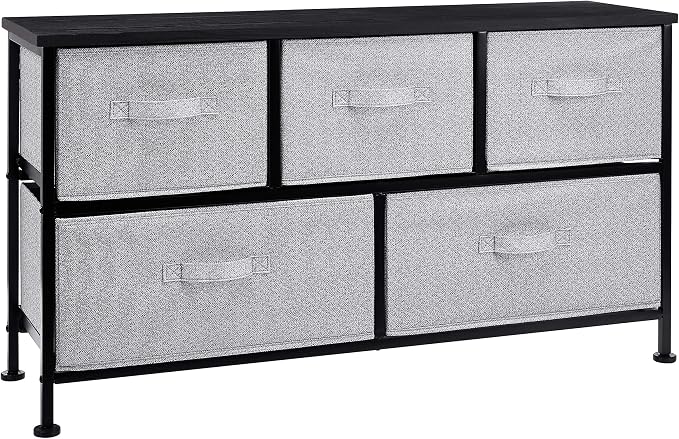 Amazon Basics Extra Wide Fabric 5-Drawer Storage Organizer Unit by AmazonBasics