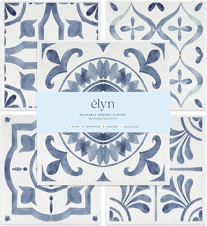 ELYN Swedish Dishcloths, Reusable & Washable Sponge Cloths, Absorbent Cleaning by ELYN