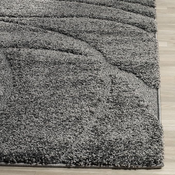 SAFAVIEH Florida Shag Collection Area Rug - 6' x 9', Grey & Grey, Non-Shedding & Easy Care, 1.2-inch Thick Ideal for High Traffic Areas in Living Room, Bedroom (SG471-8080)