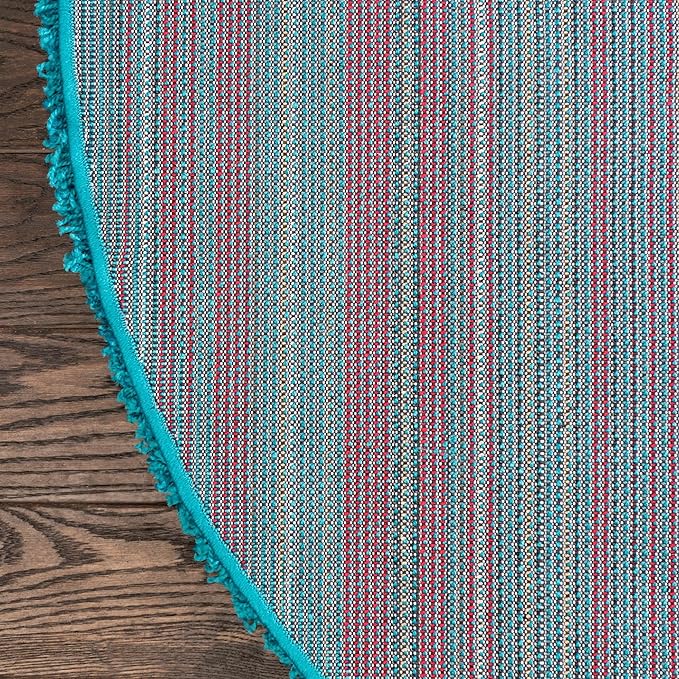 Unique Loom Solid Shag Collection Area Rug (4' 1" Round, Turquoise)