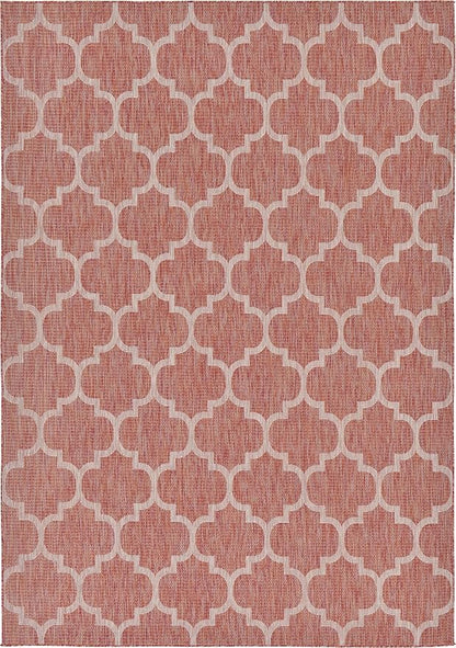 Unique Loom Outdoor Trellis Collection Area Rug (7' 1" x 10' Rectangle, Rust Red/ Ivory)