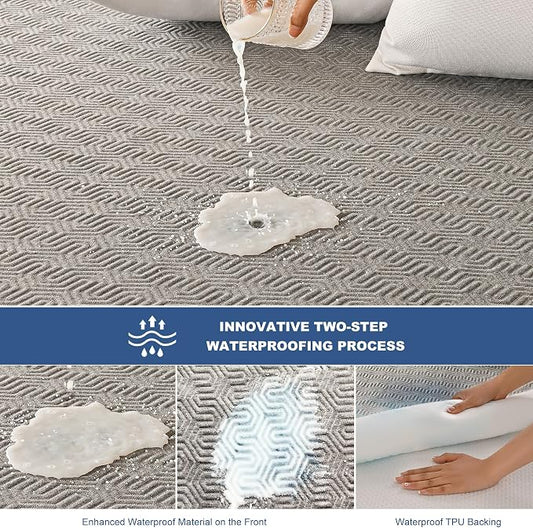 GRT Waterproof Mattress Protector King, Breathable Bamboo Charcoal Fiber - Image 2