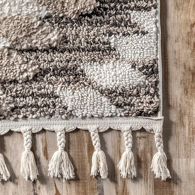 nuLOOM Adelade Beige/Ivory, 8'10" x 12', Southwestern, Shaggy, Soft and Cozy, High Traffic, Stain Resistant Area Rug for Bedroom, Living Room, Dining Space, Den, Foyer, Entryway