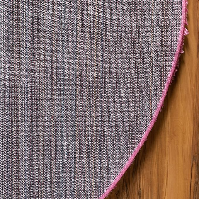Unique Loom Solid Shag Collection Area Rug (3' 3" x 5' 3" Oval, Taffy Pink)