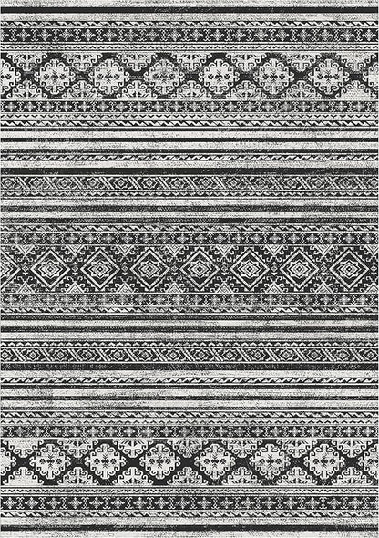 RUGSURE Washable Area Rugs 5' x 7' - 1/6 Thick - Moroccan-Inspired -Stain & Water Resistant Non-Slip - Resistant Rug for Living Room, Bedroom, Nursery, Pet & Child Friendly (Black)
