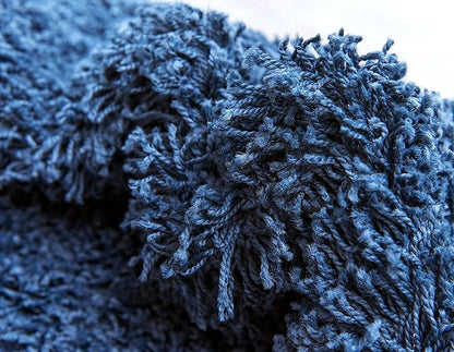 Unique Loom Solid Shag Collection Area Rug (2' 2" x 6' 5" Runner, Sapphire Blue/ Navy Blue)