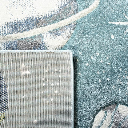 SAFAVIEH Carousel Kids Collection Runner Rug - 2'3" x 12', Teal & Ivory, Non-Shedding & Easy Care, Ideal for High Traffic Areas for Boys & Girls in Playroom, Nursery, Bedroom (CRK103J)