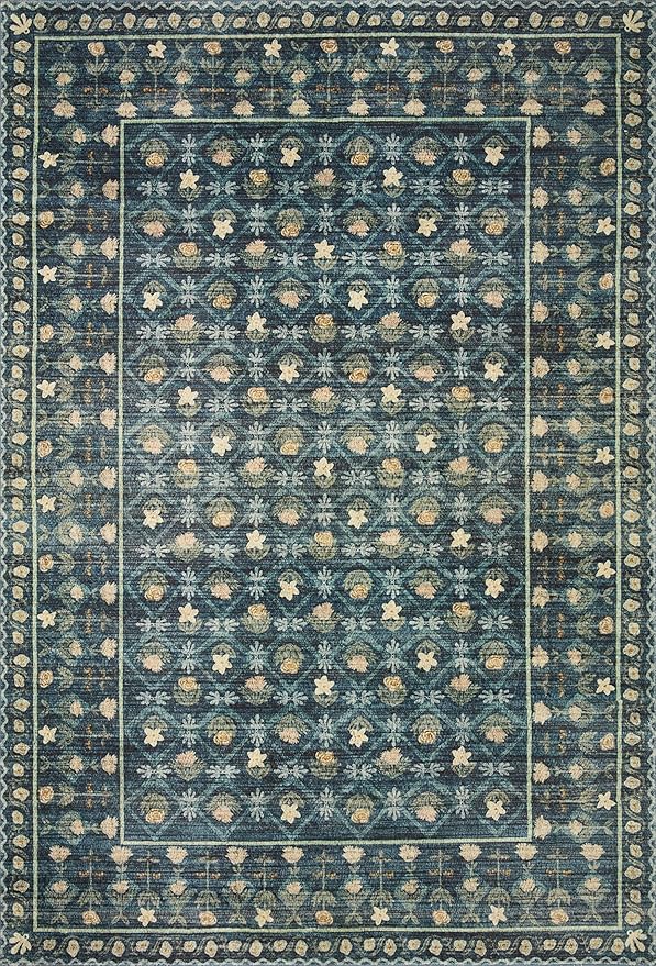 Loloi Rifle Paper Co. Eden Collection EDE-03 Lattice Indigo 5'-0" x 7'-6" Area Rug feat. CloudPile™