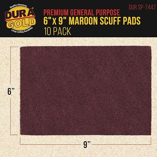 Dura-Gold Premium 6" x 9" Maroon General Purpose Scuff Pads, Box of 10 - Image 2