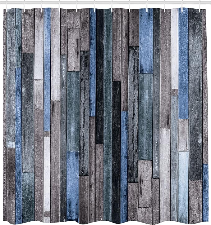 Ambesonne Wooden Print Country Home Farmhouse Shower Curtain, Cloth Hotel - Image 2