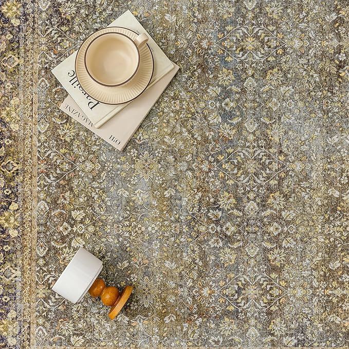 Runner Rug 2x8 Brown Hallway Washable Kitchen Vintage Carpet Non Slip Long Indoor Bedroom Retro Traditional Accent Throw Rug for Bathroom Office Entryway Laundry Dining