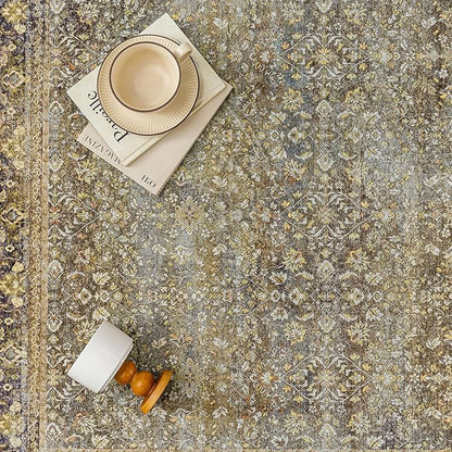 Runner Rug 2x8 Brown Hallway Washable Kitchen Vintage Carpet Non Slip Long Indoor Bedroom Retro Traditional Accent Throw Rug for Bathroom Office Entryway Laundry Dining