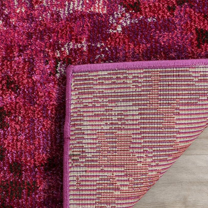 SAFAVIEH Monaco Collection Accent Rug - 4' x 5'7", Fuchsia, Boho Chic Abstract Watercolor Design, Non-Shedding & Easy Care, Ideal for High Traffic Areas in Entryway, Living Room, Bedroom (MNC225F)