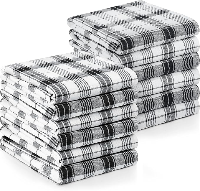 Utopia Towels Black & White Dish Towels 100% Ring Spun Cotton Highly Absorbent by UTOPIATOWELS