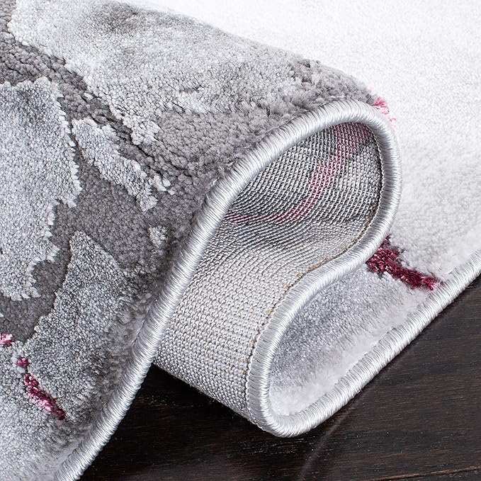 SAFAVIEH Craft Collection Runner Rug - 2'3" x 18', Grey & Wine, Modern Abstract Design, Non-Shedding & Easy Care, Ideal for High Traffic Areas in Living Room, Bedroom (CFT877S)